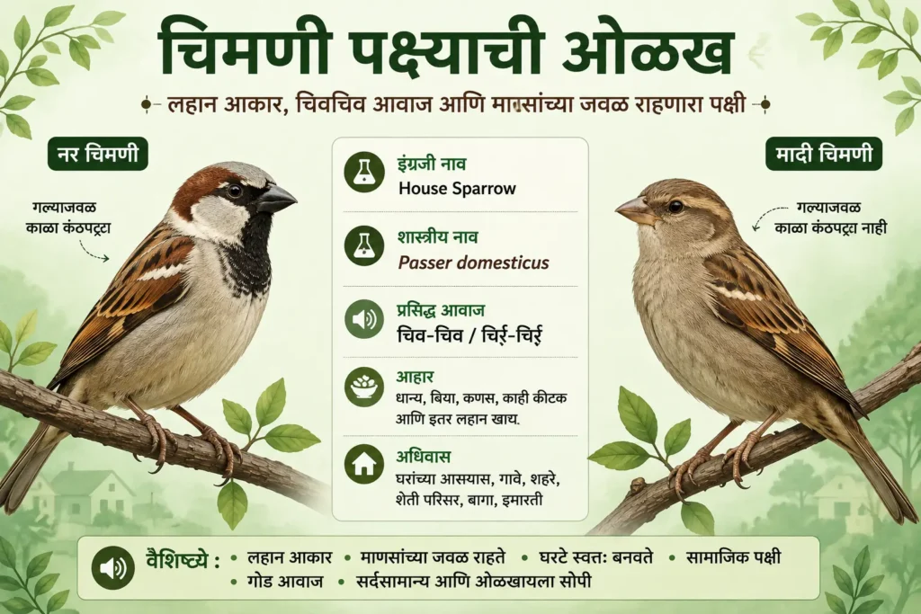 नर आणि मादी चिमणीमधील फरक