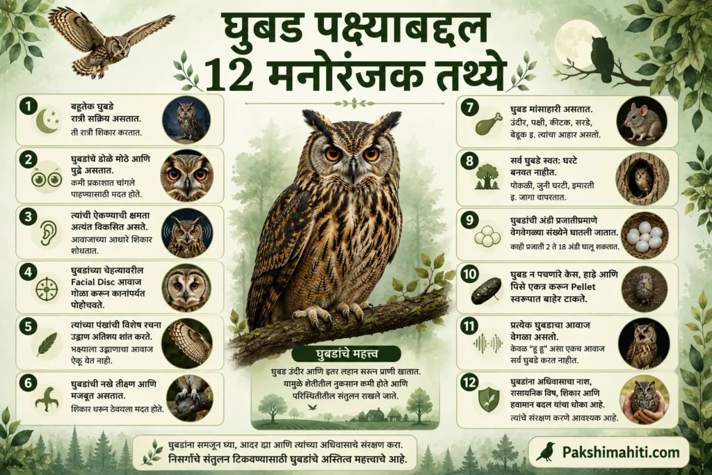 घुबडाबद्दल 12 मनोरंजक तथ्ये
