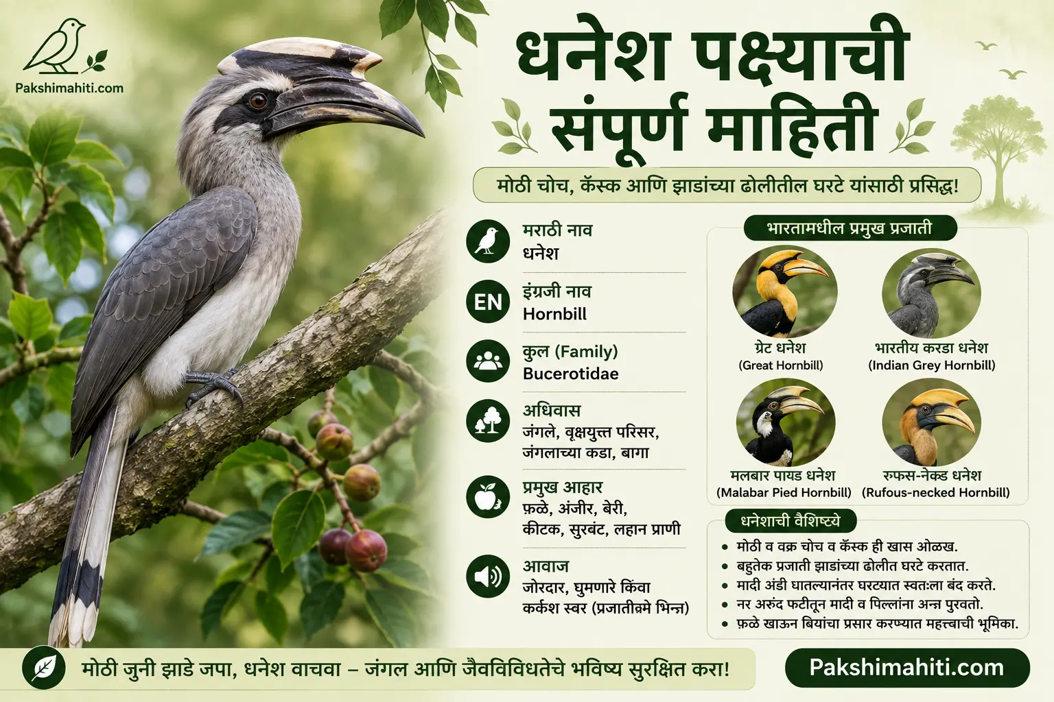 धनेश पक्ष्याची ओळख