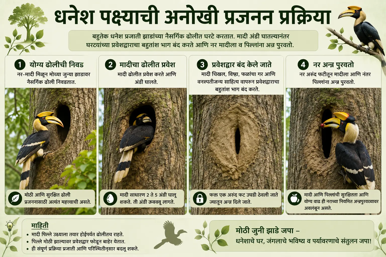 धनेशाची अनोखी प्रजनन प्रक्रिया